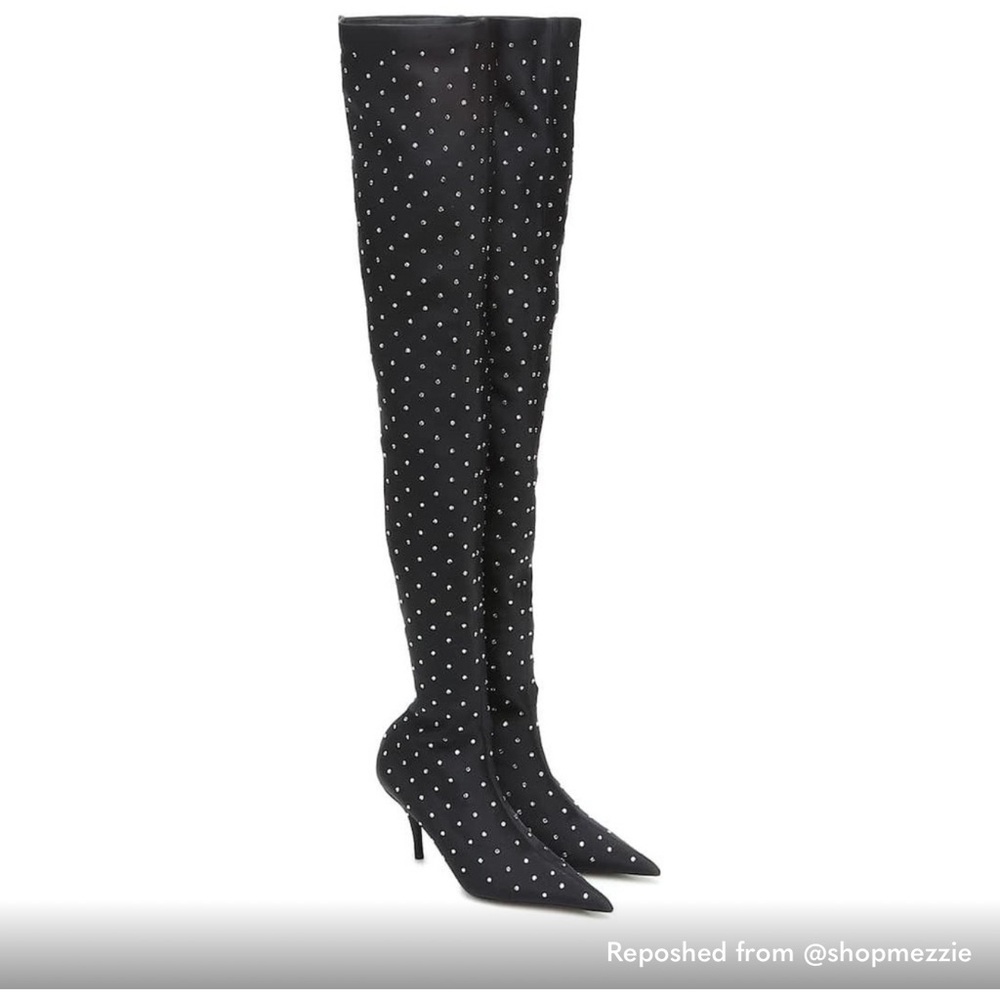Balenciaga Crystal “Knife” Thigh High Boots - Picture 6 of 8